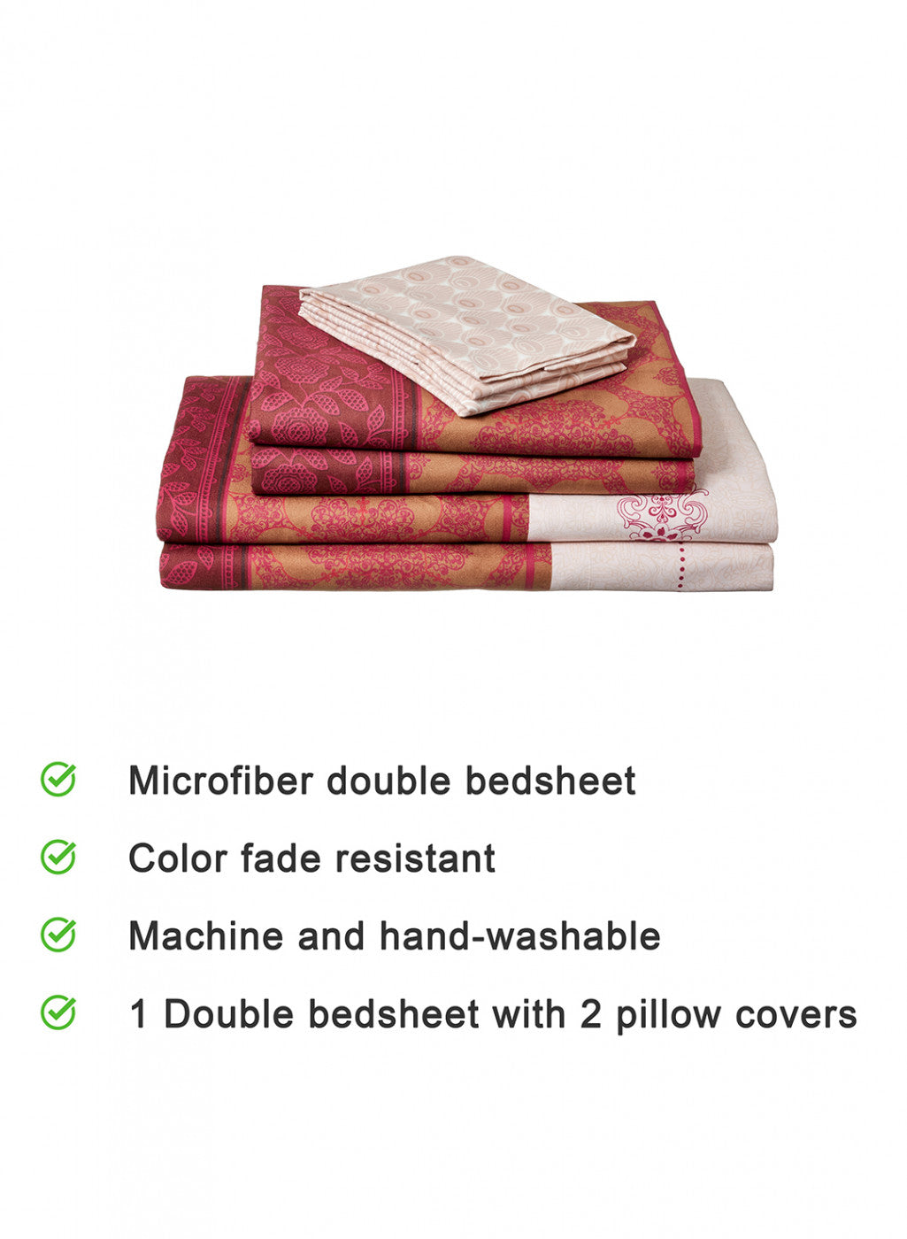 Multi Color 130 GSM Bedsheet with 2 Pillow Covers + 1 Duvet