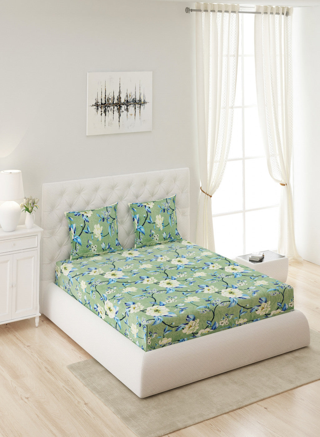 Multicolor 280 GSM Bedsheet with 2 Pillow Covers (Rosemery)