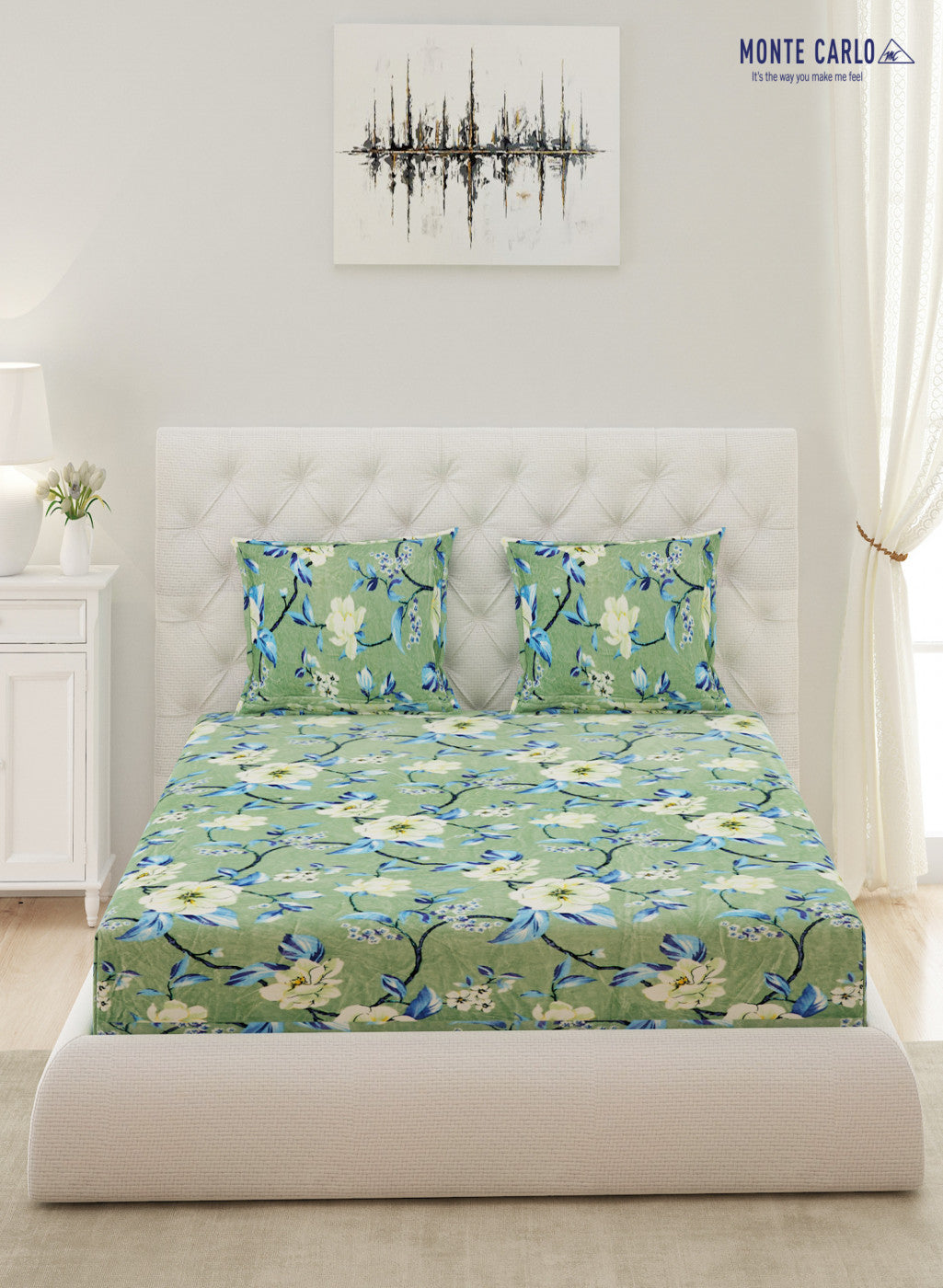 Multicolor 280 GSM Bedsheet with 2 Pillow Covers (Rosemery)