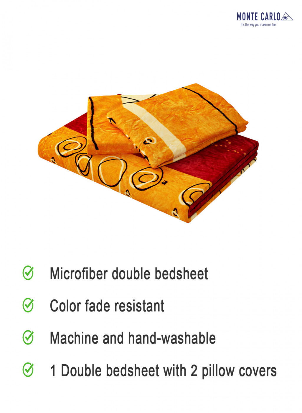 Multicolor 280 GSM Bedsheet with 2 Pillow Covers (Ruby Gold)