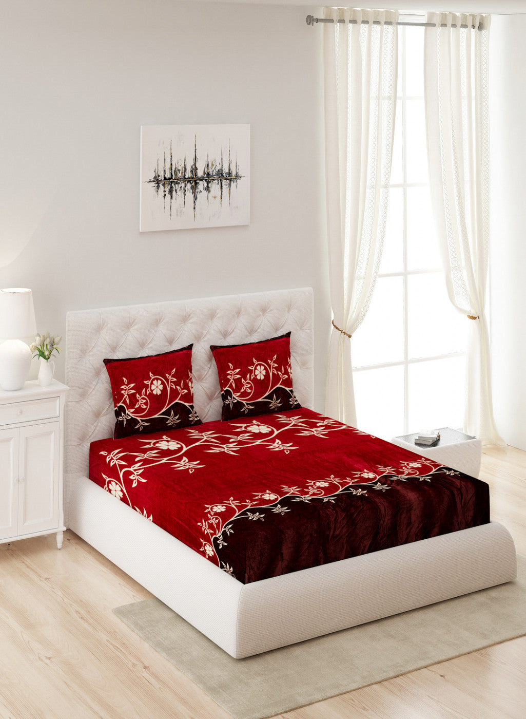 Multicolor 300 GSM Bedsheet with 2 Pillow Covers (Sabina)