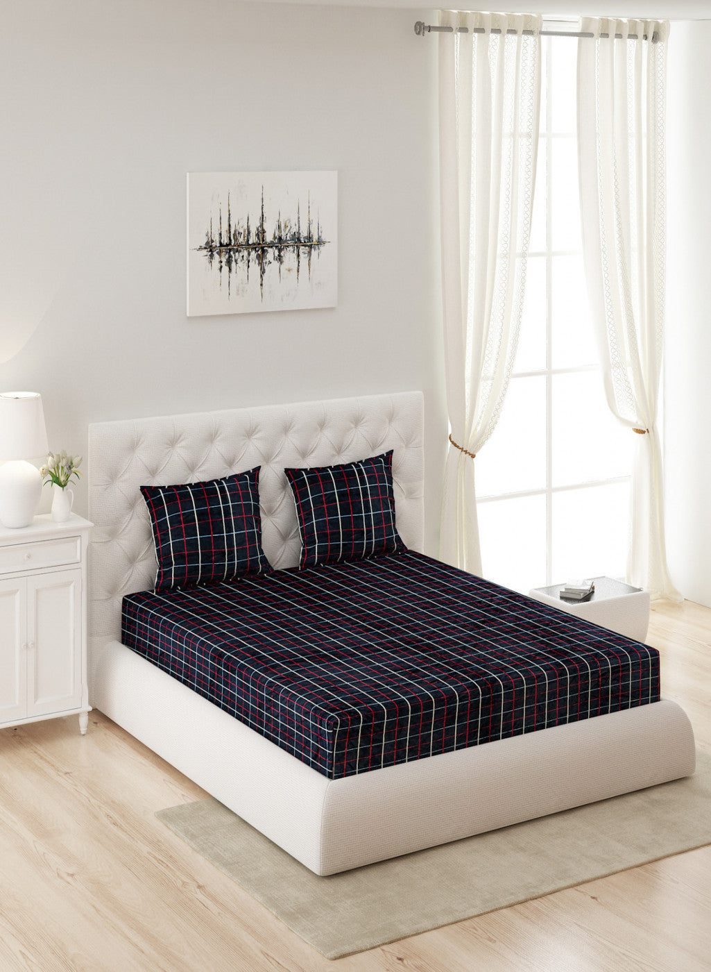 Multicolor 300 GSM Bedsheet with 2 Pillow Covers (Sabina)