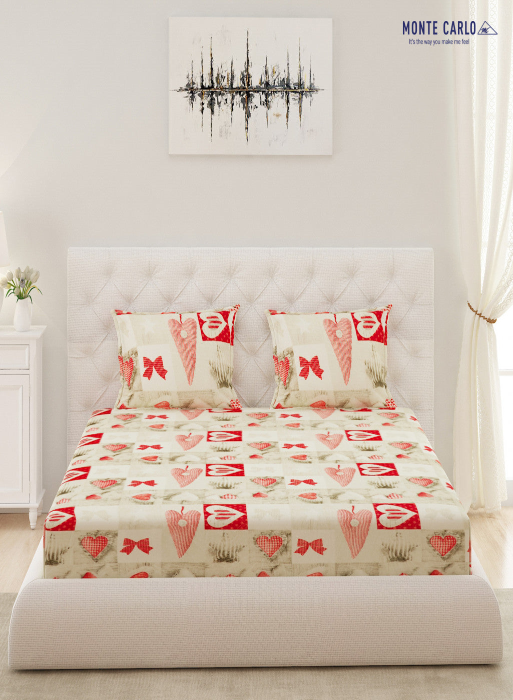 Multicolor 300 GSM Bedsheet with 2 Pillow Covers (Sabina)