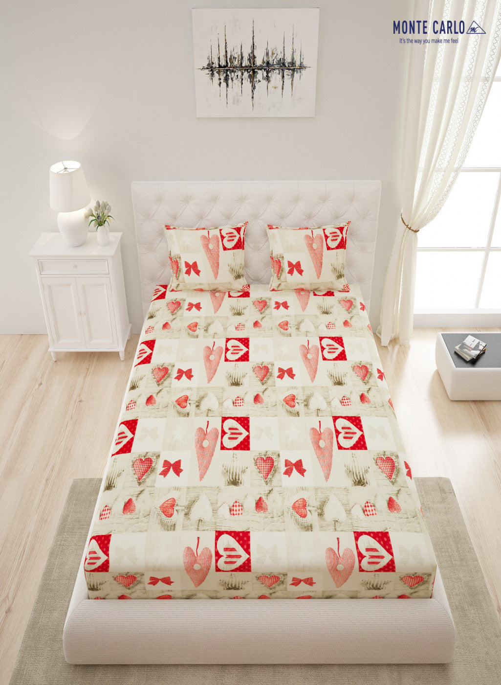 Multicolor 300 GSM Bedsheet with 2 Pillow Covers (Sabina)