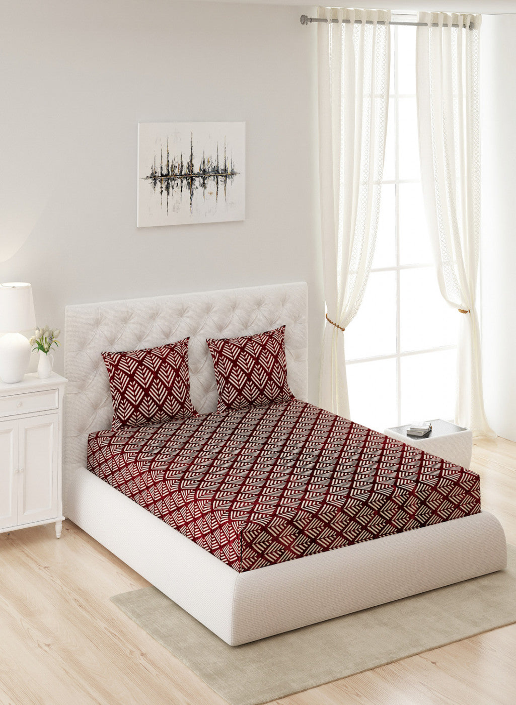 Multicolor 300 GSM Bedsheet with 2 Pillow Covers (Sabina)