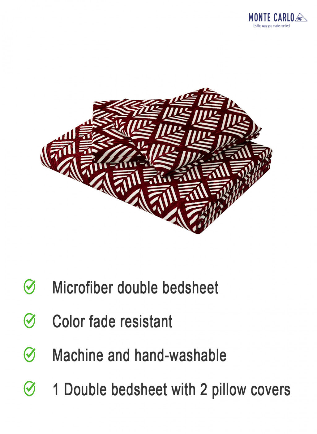 Multicolor 300 GSM Bedsheet with 2 Pillow Covers (Sabina)