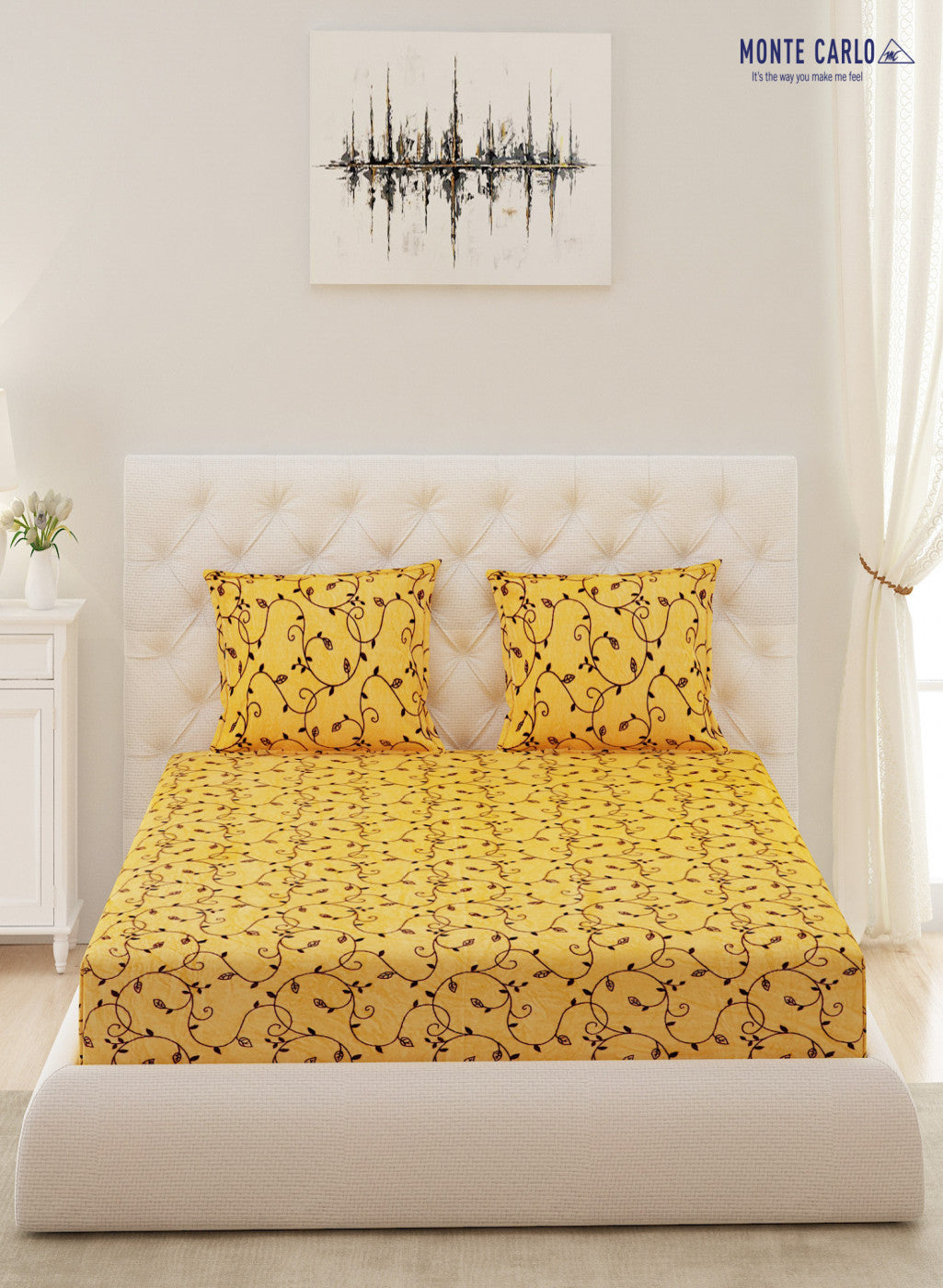 Multicolor 300 GSM Bedsheet with 2 Pillow Covers (Sabina)