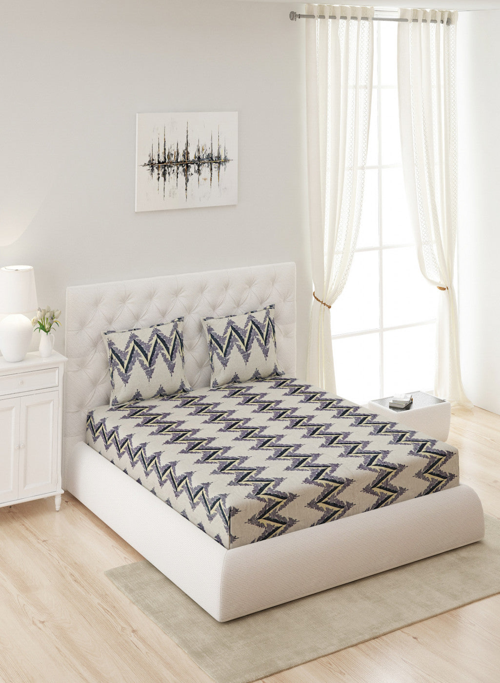 Multicolor 300 GSM Bedsheet with 2 Pillow Covers (Sandra)