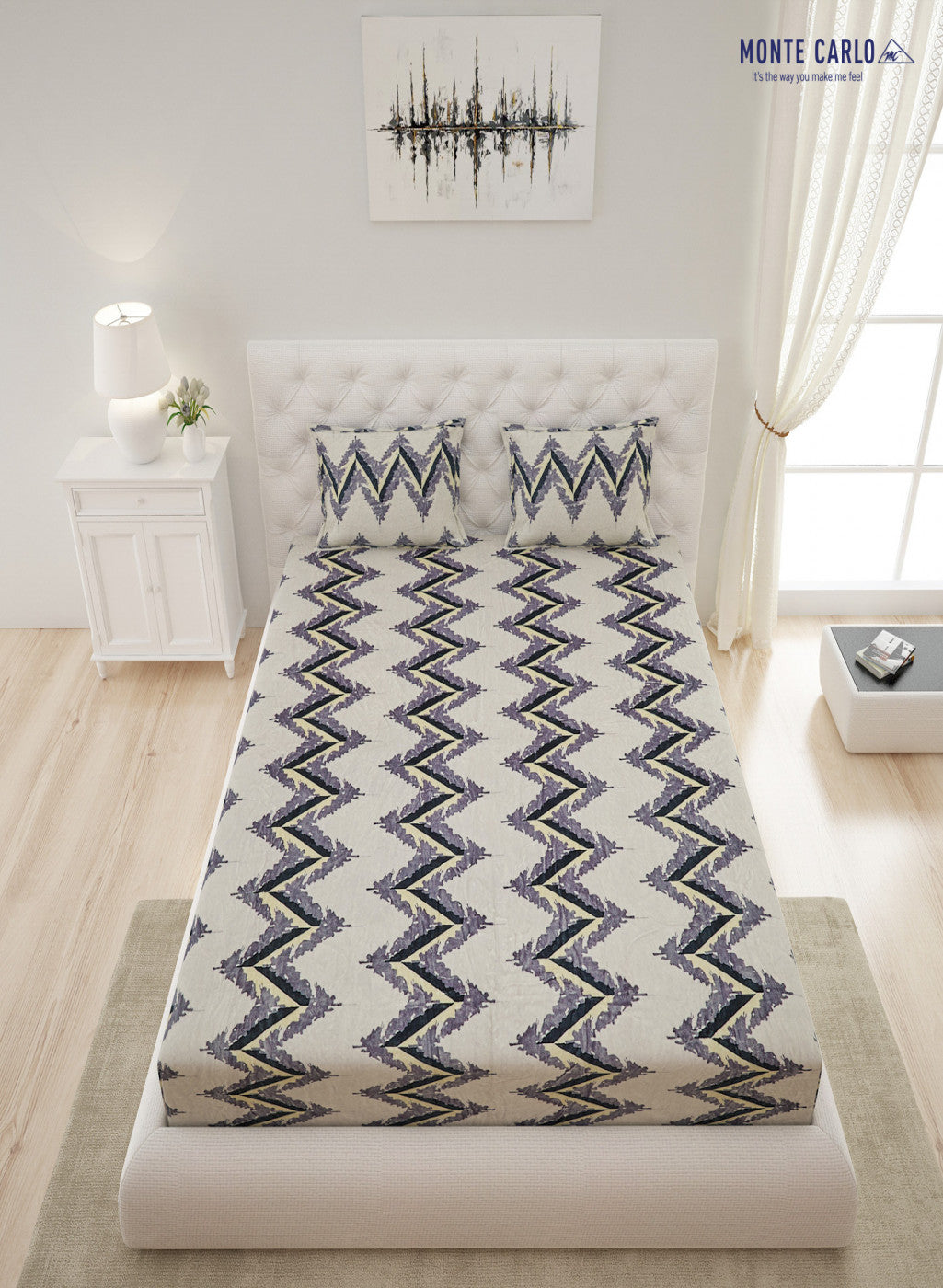 Multicolor 300 GSM Bedsheet with 2 Pillow Covers (Sandra)