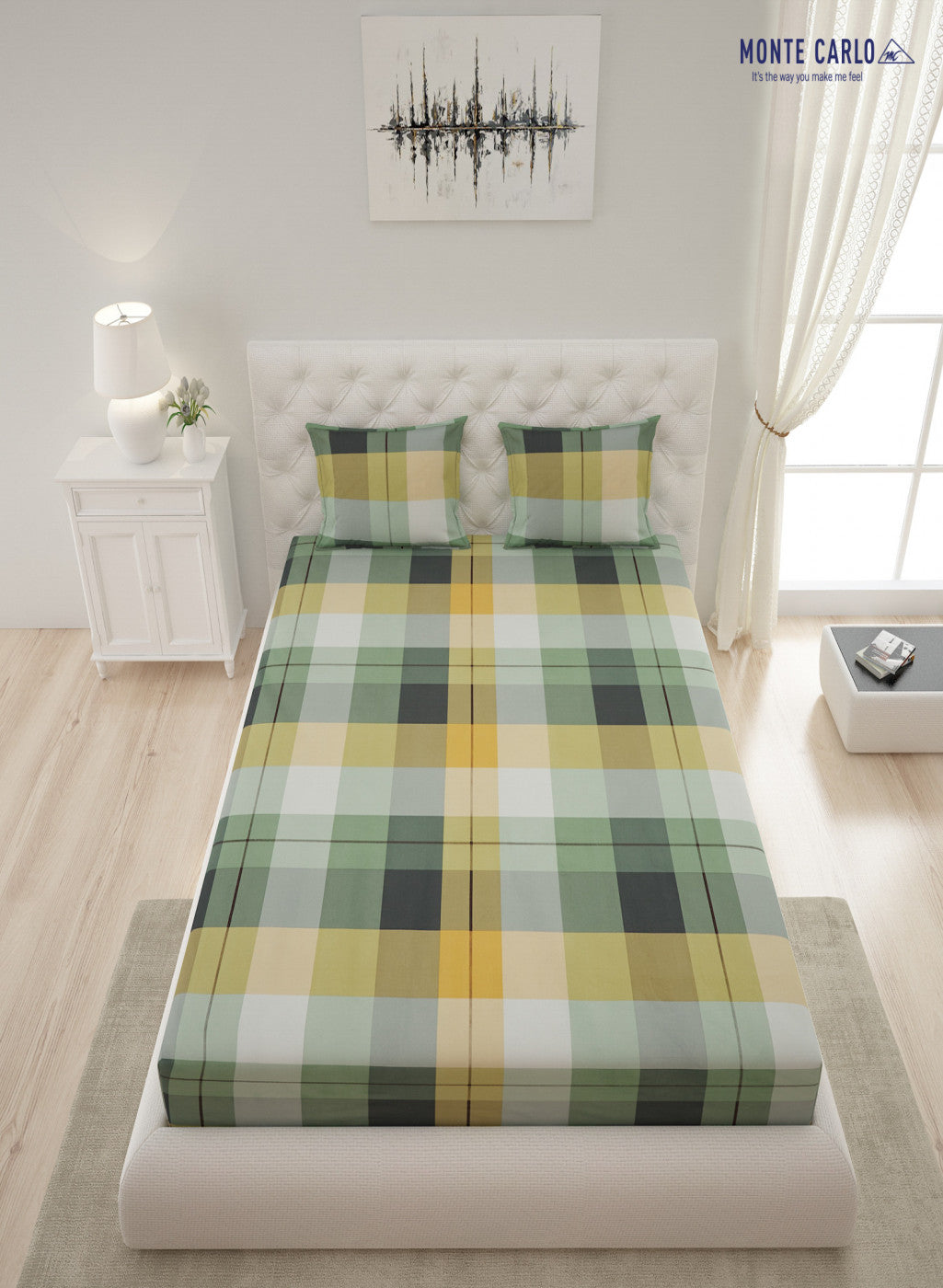 Multicolor 200 TC Bedsheet with 2 Pillow Covers (Santiago Gold)
