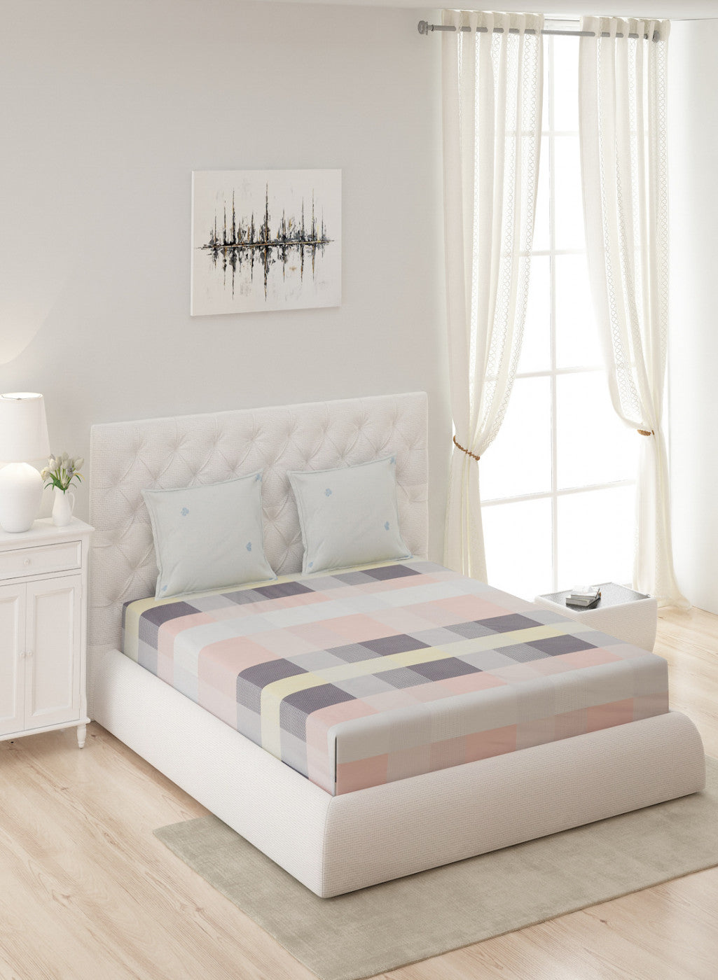 Multicolor 200 TC Bedsheet with 2 Pillow Covers (Santiago Gold)