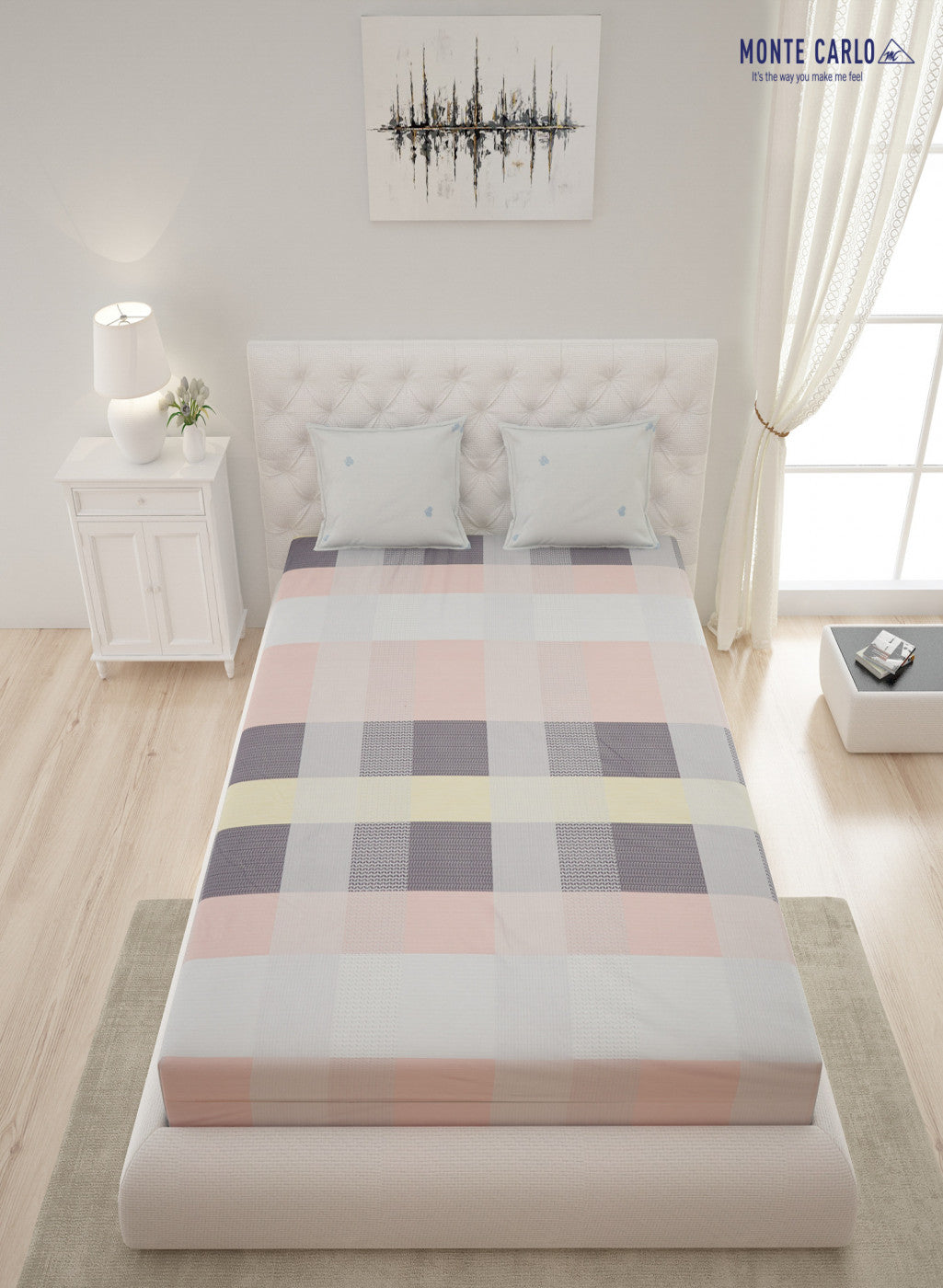 Multicolor 200 TC Bedsheet with 2 Pillow Covers (Santiago Gold)