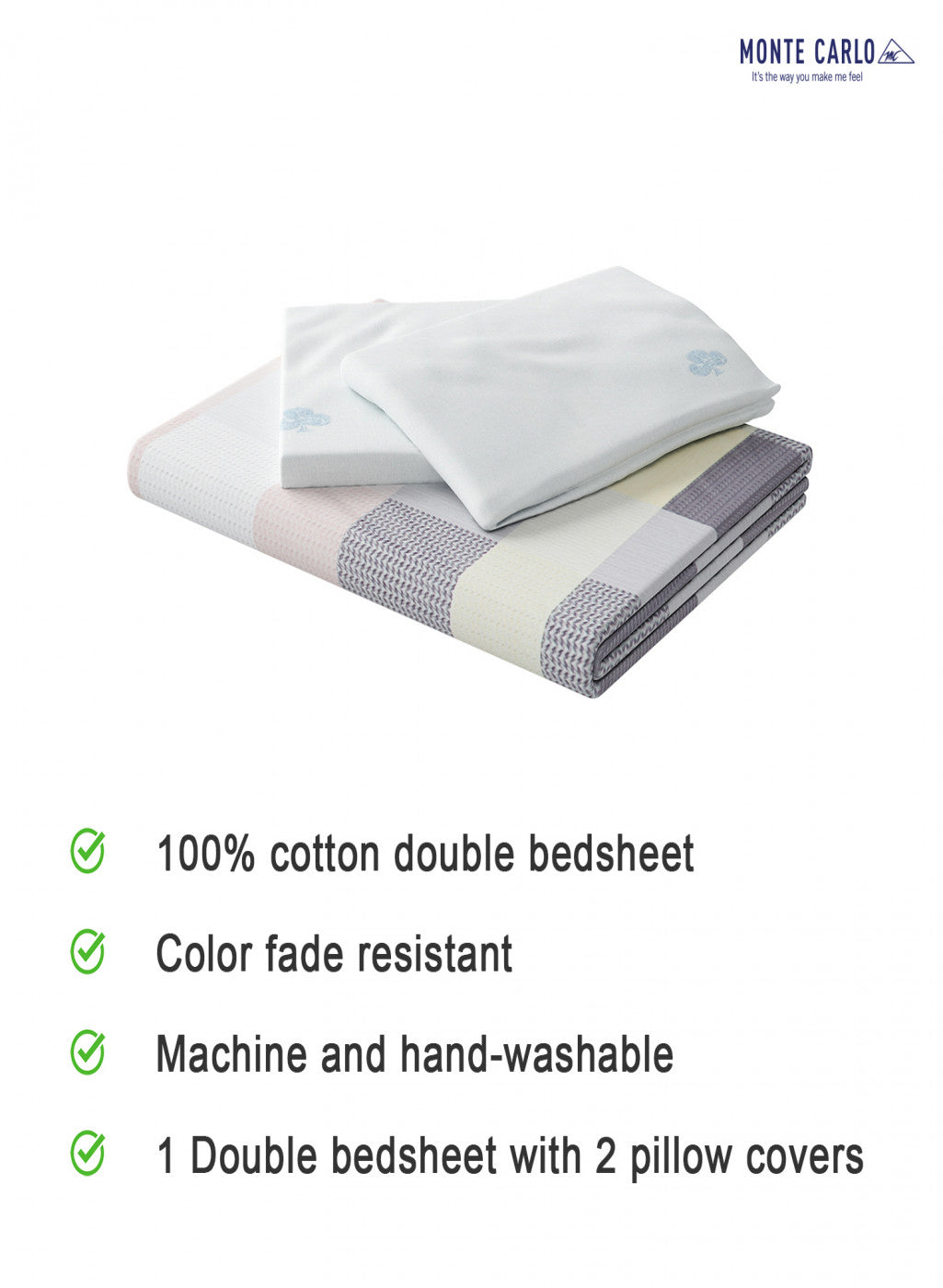 Multicolor 200 TC Bedsheet with 2 Pillow Covers (Santiago Gold)