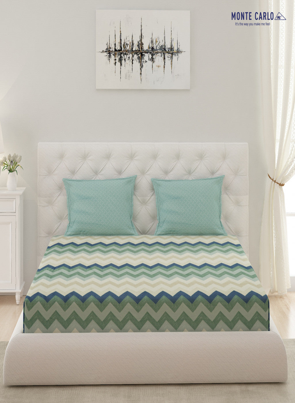 Multicolor 200 TC Bedsheet with 2 Pillow Covers (Santiago Gold)