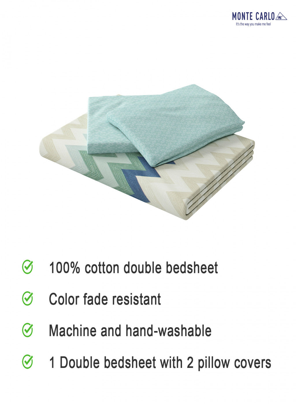 Multicolor 200 TC Bedsheet with 2 Pillow Covers (Santiago Gold)