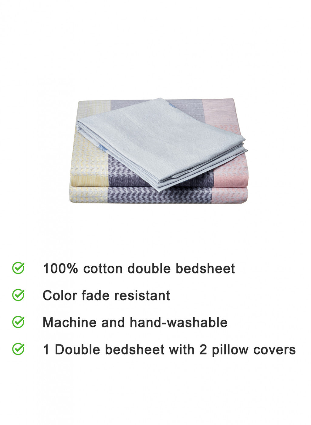 Multicolor 128 TC Bedsheet with 2 Pillow Covers (Santiago Gold)