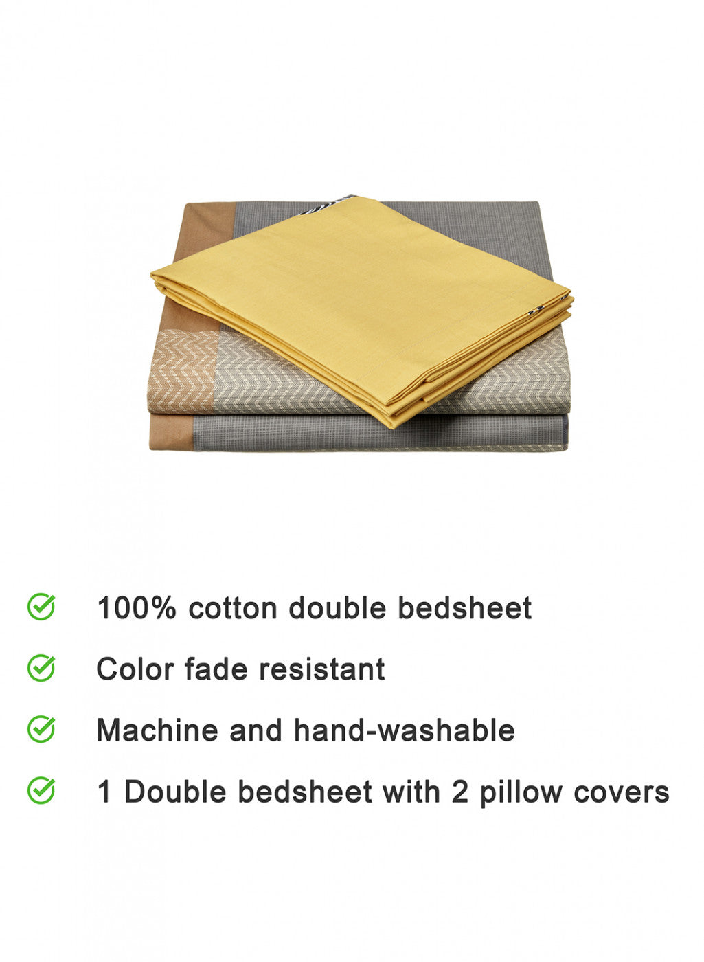 Multi Color 128/68 TC Bedsheet with 2 Pillow Covers
