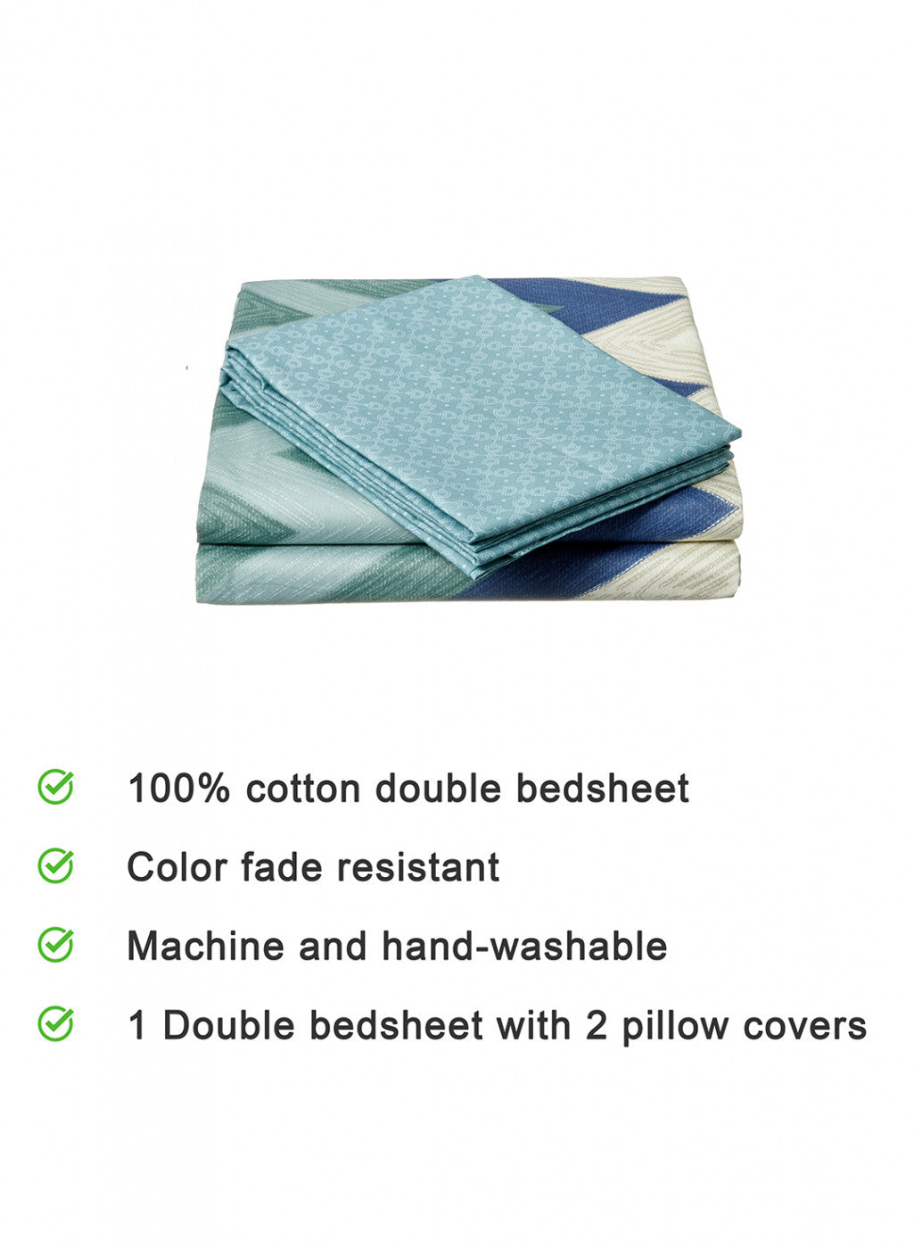 Multi Color 128/68 TC Bedsheet with 2 Pillow Covers