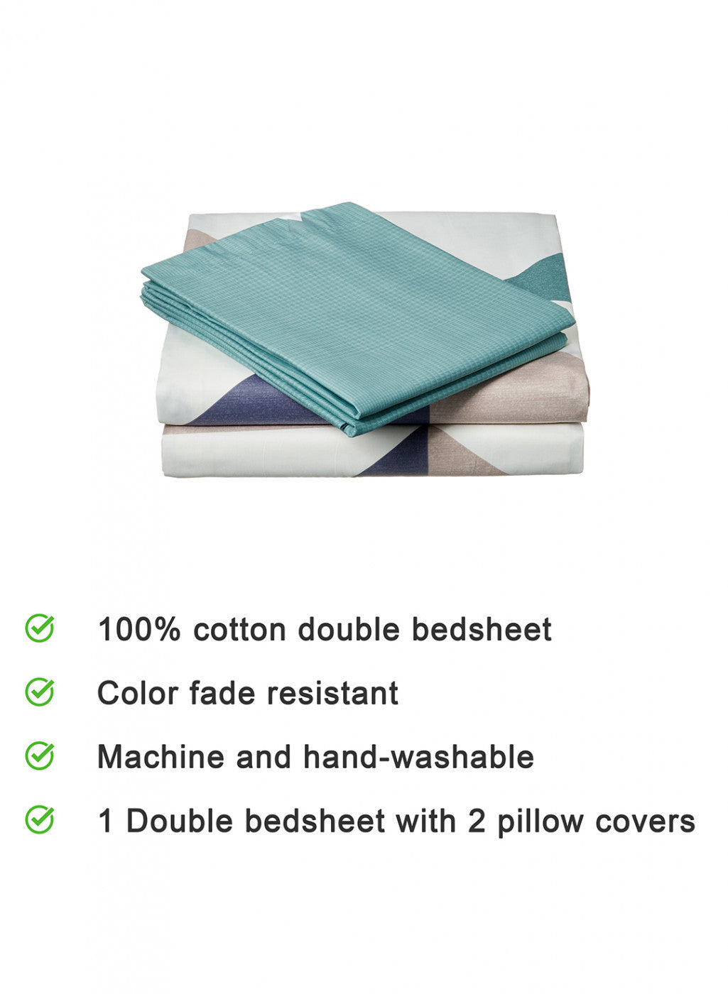 Multi Color 128/68 TC Bedsheet with 2 Pillow Covers