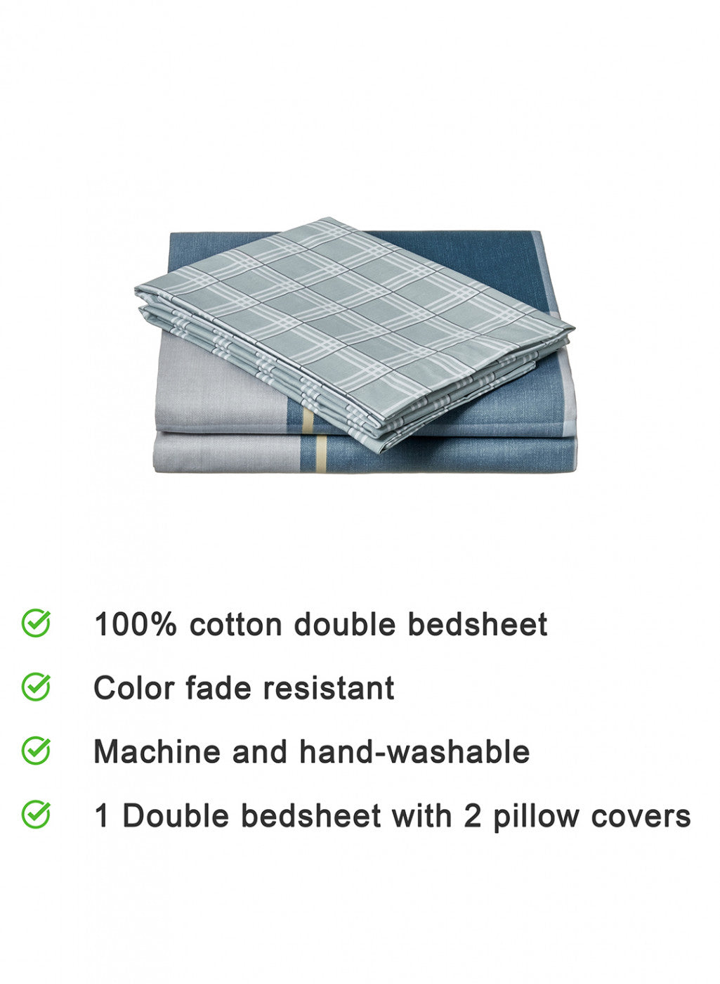 Multi Color 128/68 TC Bedsheet with 2 Pillow Covers