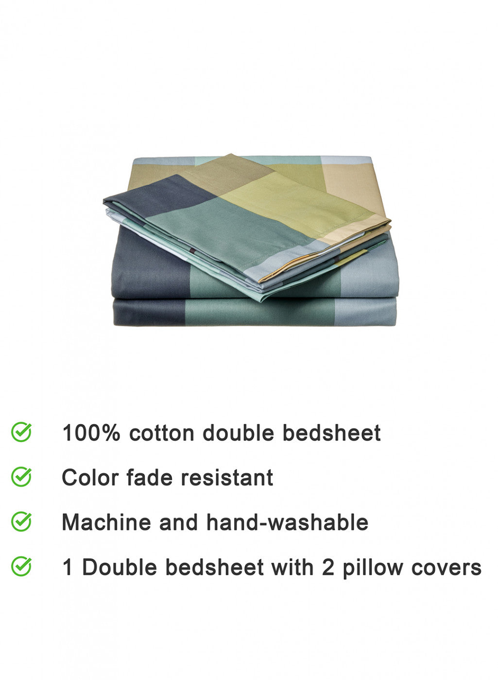 Multicolor 128 TC Bedsheet with 2 Pillow Covers (Santiago Gold)
