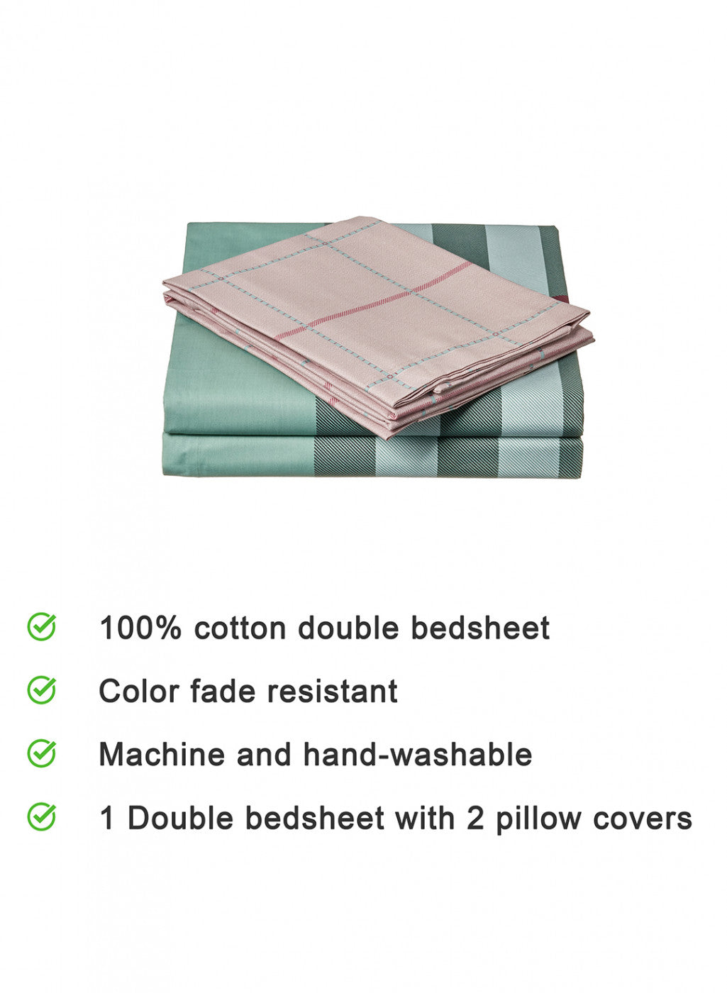 Multi Color 128/68 TC Bedsheet with 2 Pillow Covers