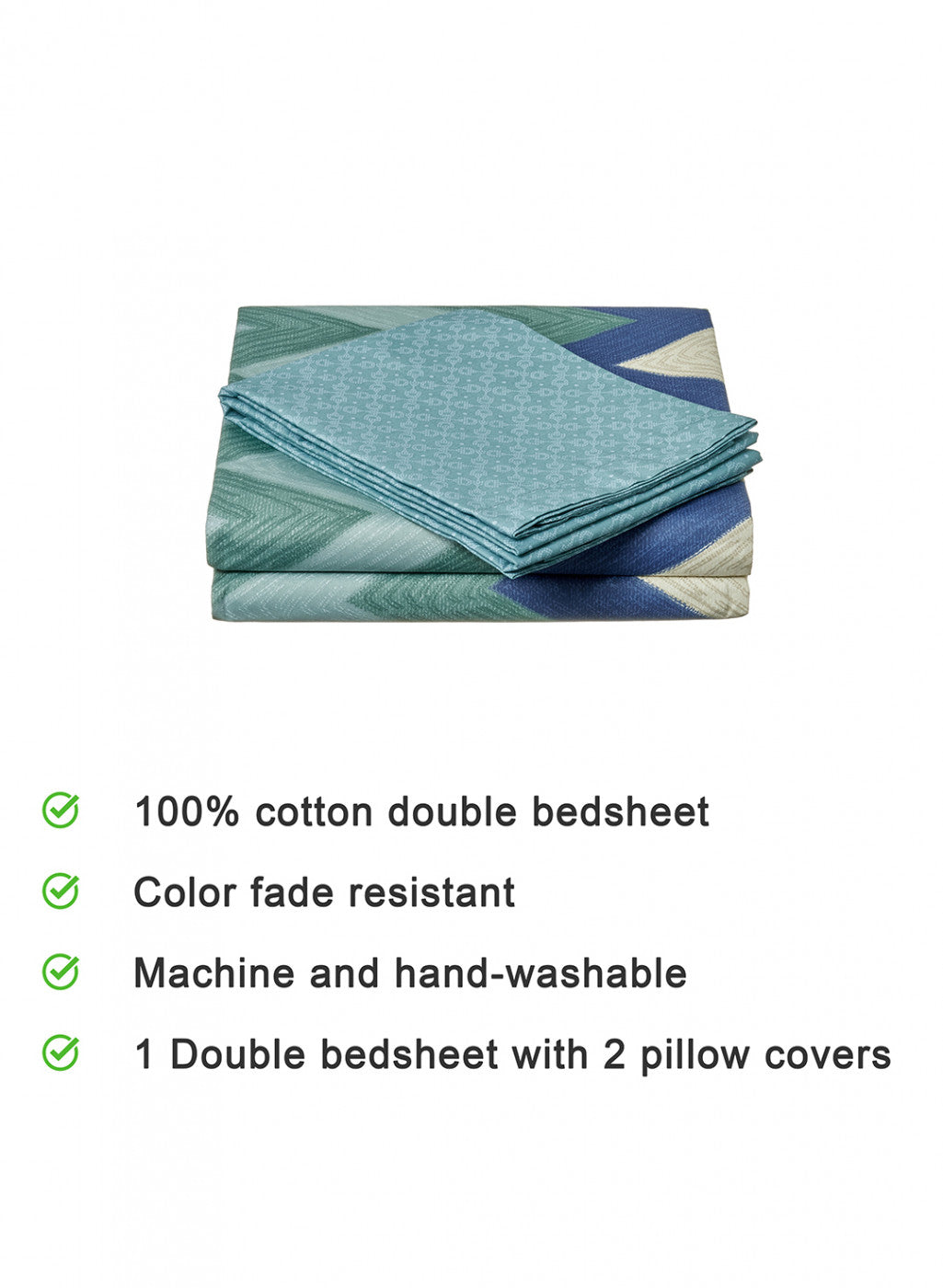 Multi Color 128/68 TC Bedsheet with 2 Pillow Covers