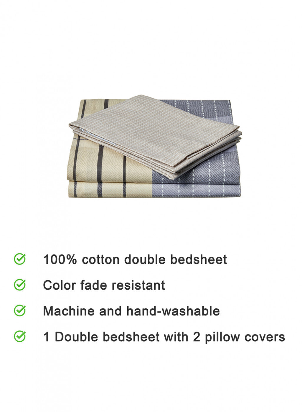 Multi Color 128/68 TC Bedsheet with 2 Pillow Covers