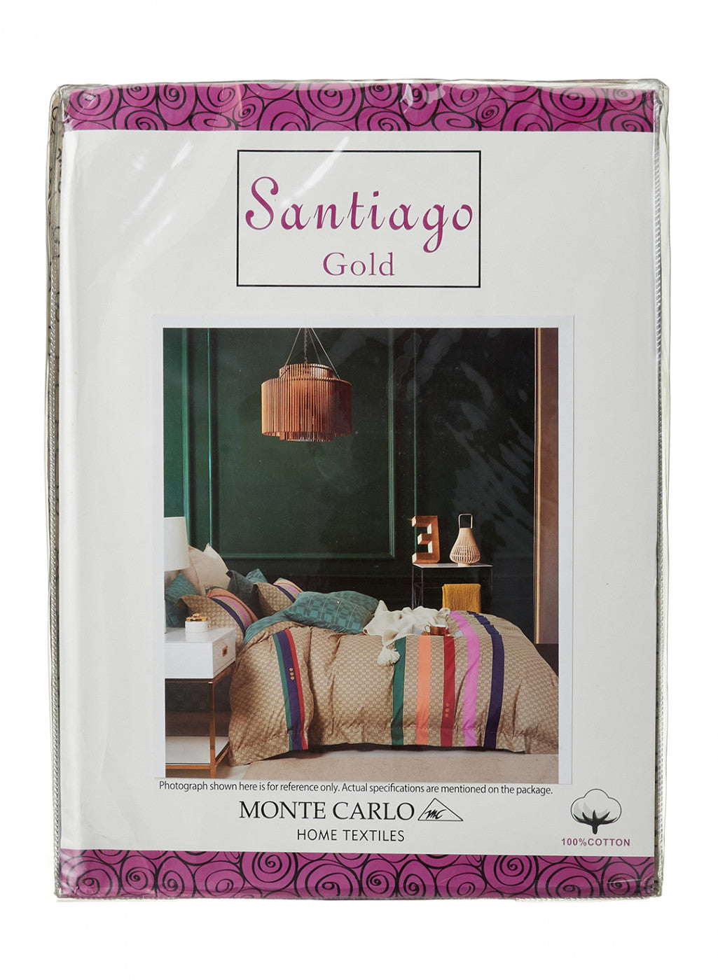 Multicolor 128 TC Bedsheet with 2 Pillow Covers (Santiago Gold)