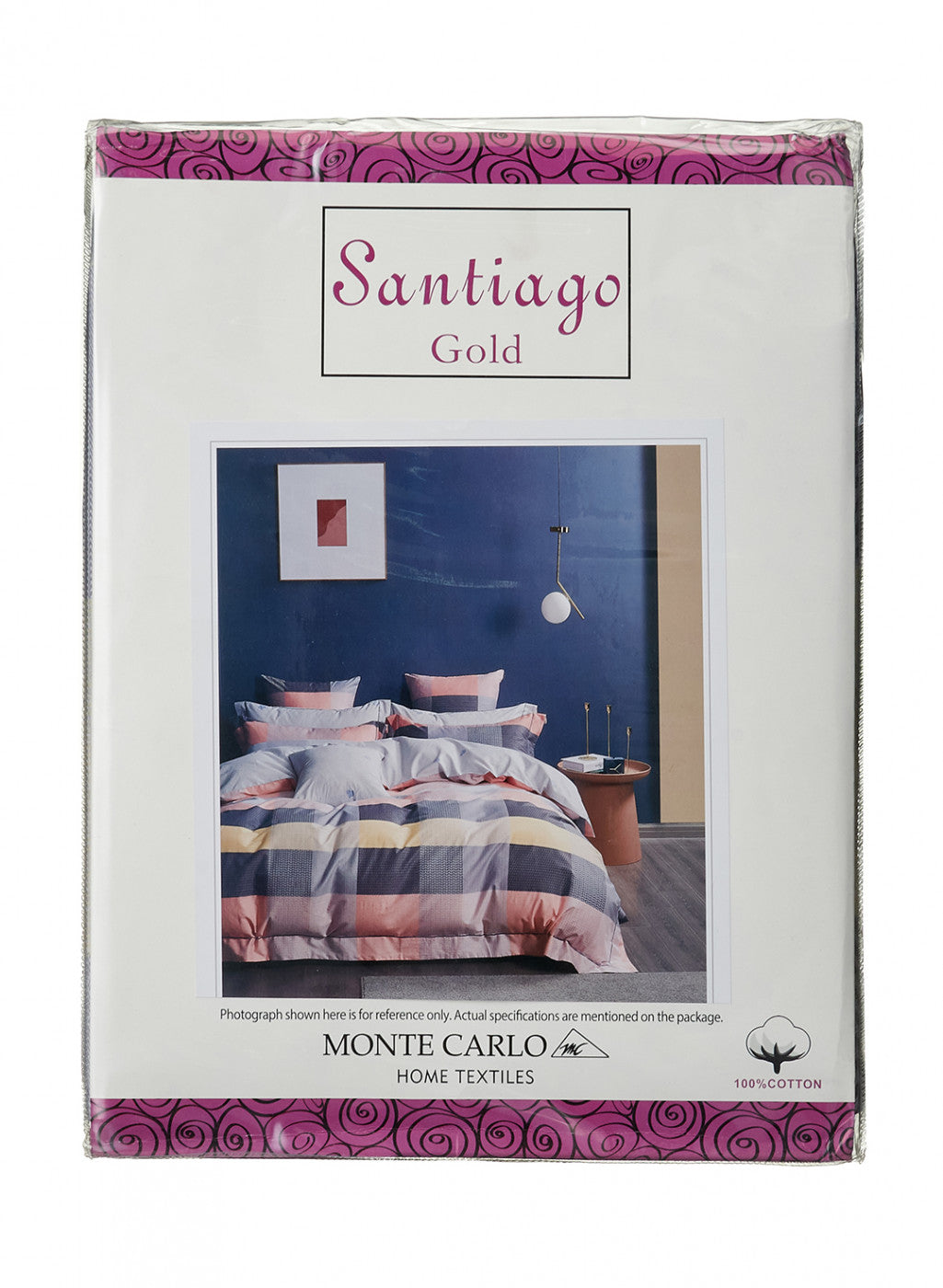 Multicolor 128 TC Bedsheet with 2 Pillow Covers (Santiago Gold)