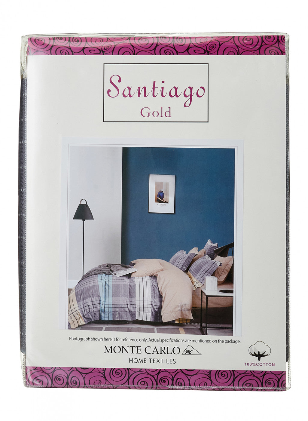 Multicolor 128 TC Bedsheet with 2 Pillow Covers (Santiago Gold)