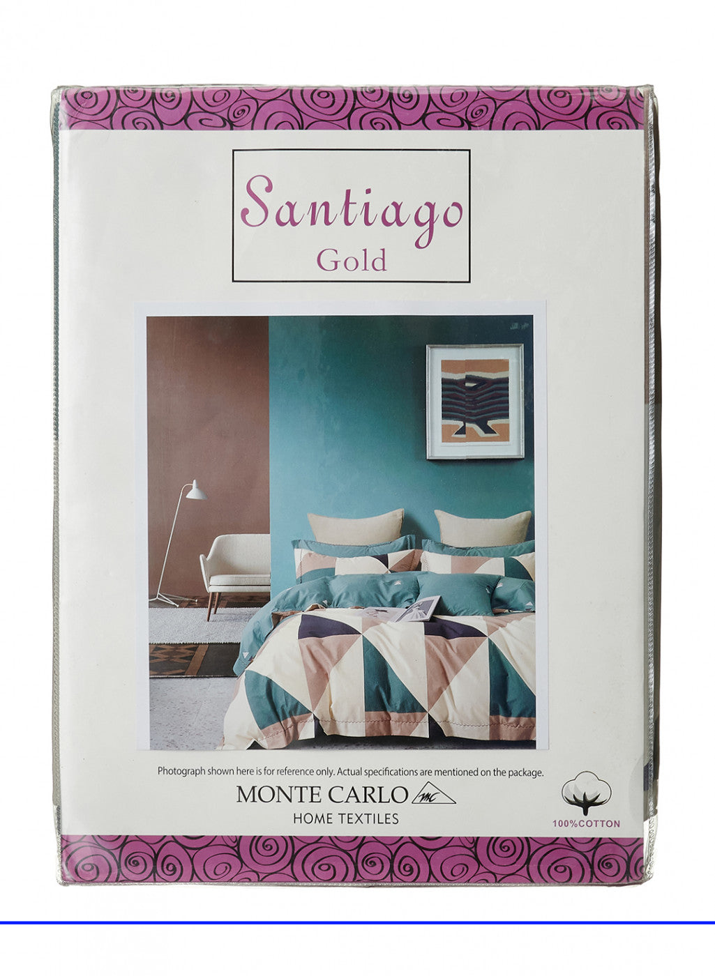 Multicolor 128 TC Bedsheet with 2 Pillow Covers (Santiago Gold)