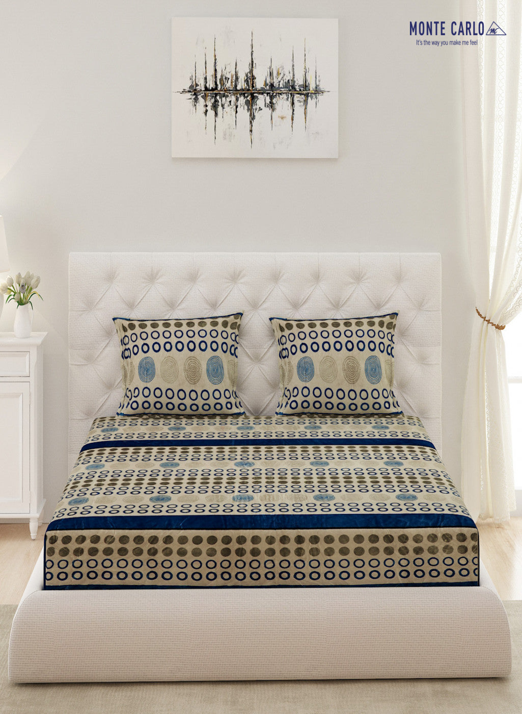 Multicolor 280 GSM Bedsheet with 2 Pillow Covers (Wisdom Gold)