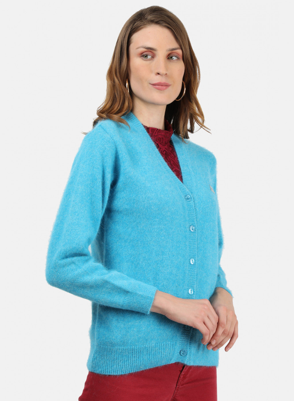 Women Blue Solid Cardigan