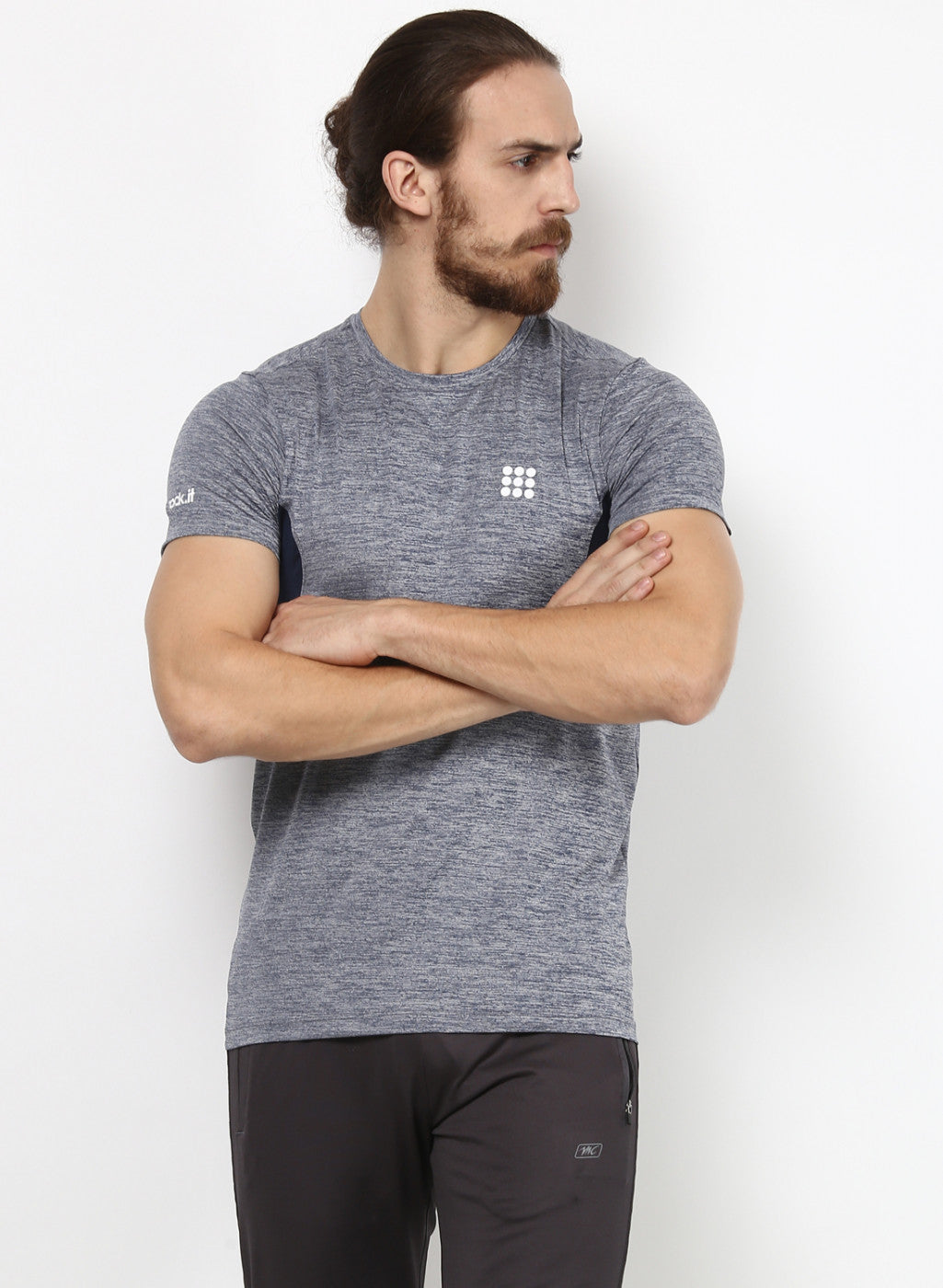 Rock.it Grey Milange Round Neck Smart Fit T-Shirt