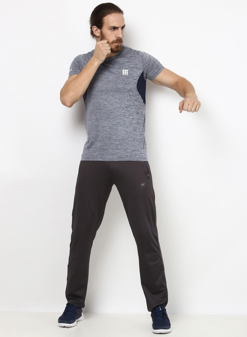 Rock.it Grey Milange Round Neck Smart Fit T-Shirt