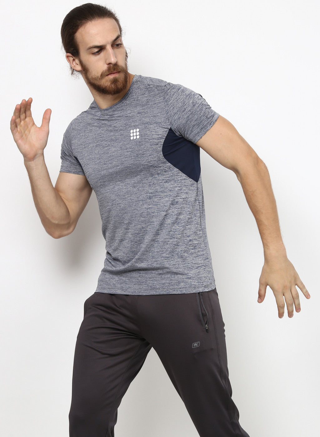 Rock.it Grey Milange Round Neck Smart Fit T-Shirt