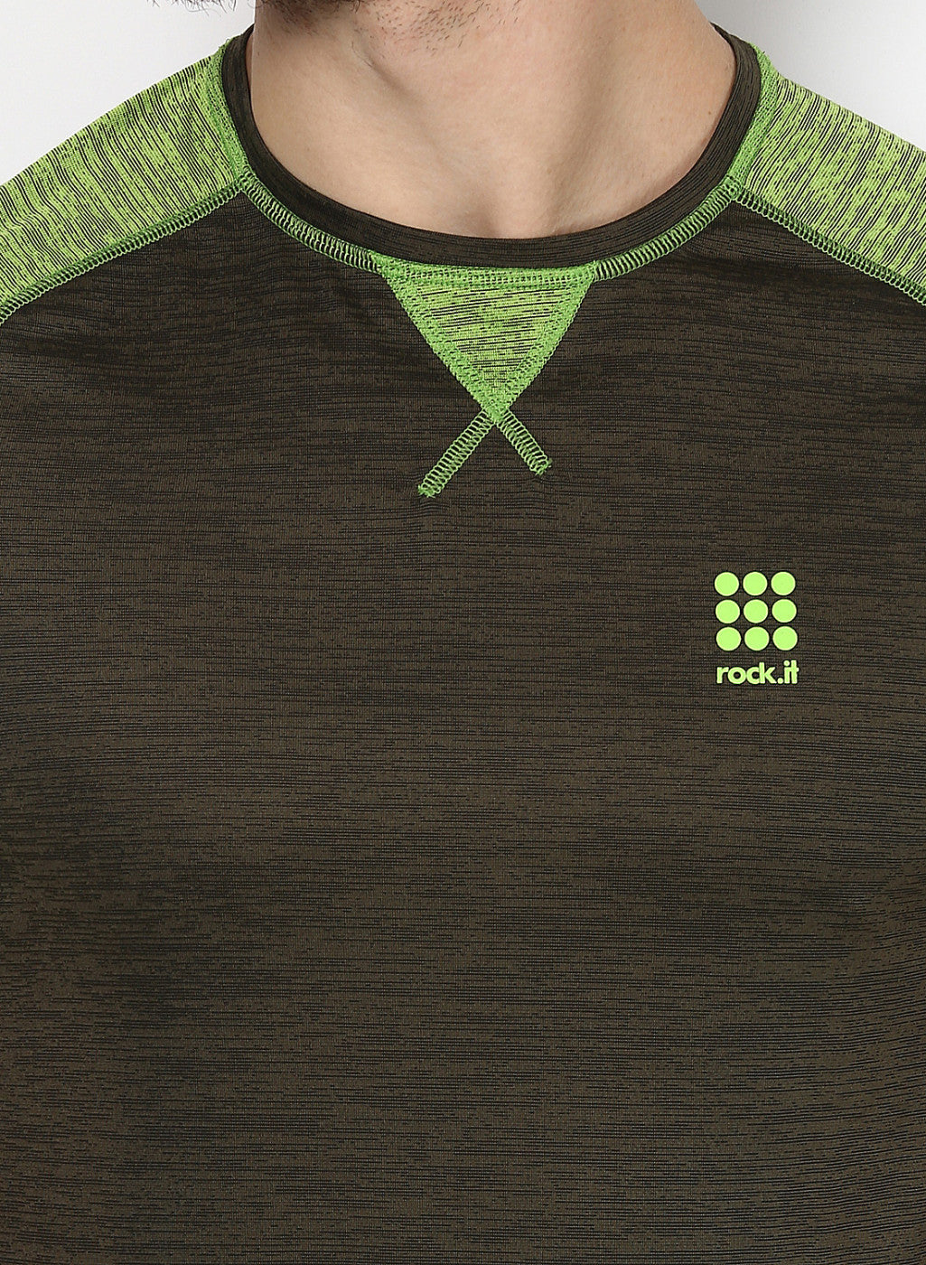 Rock.it Olive Round Neck Smart Fit T-Shirt