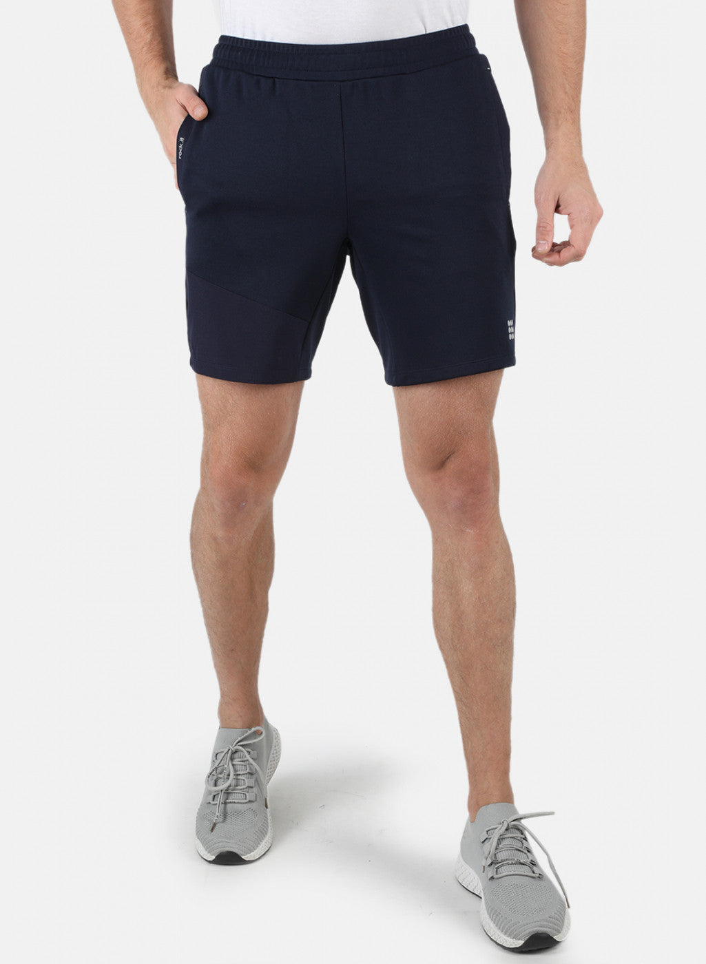 Men Navy Blue Self Design Shorts