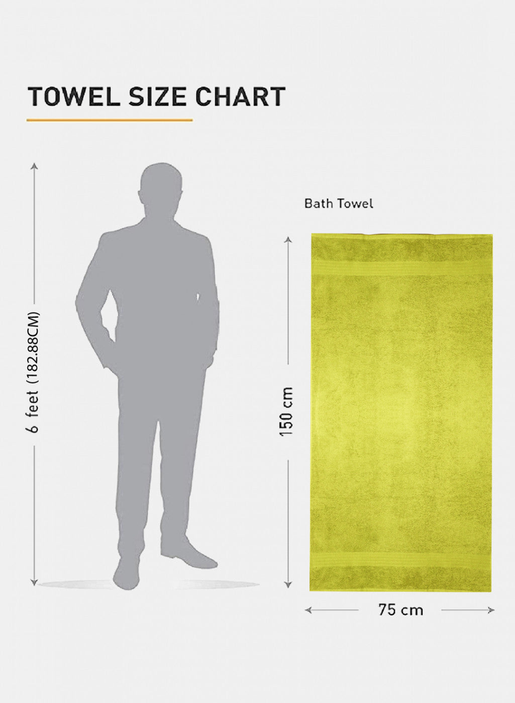 Yellow Cotton 525 GSM Bath Towel
