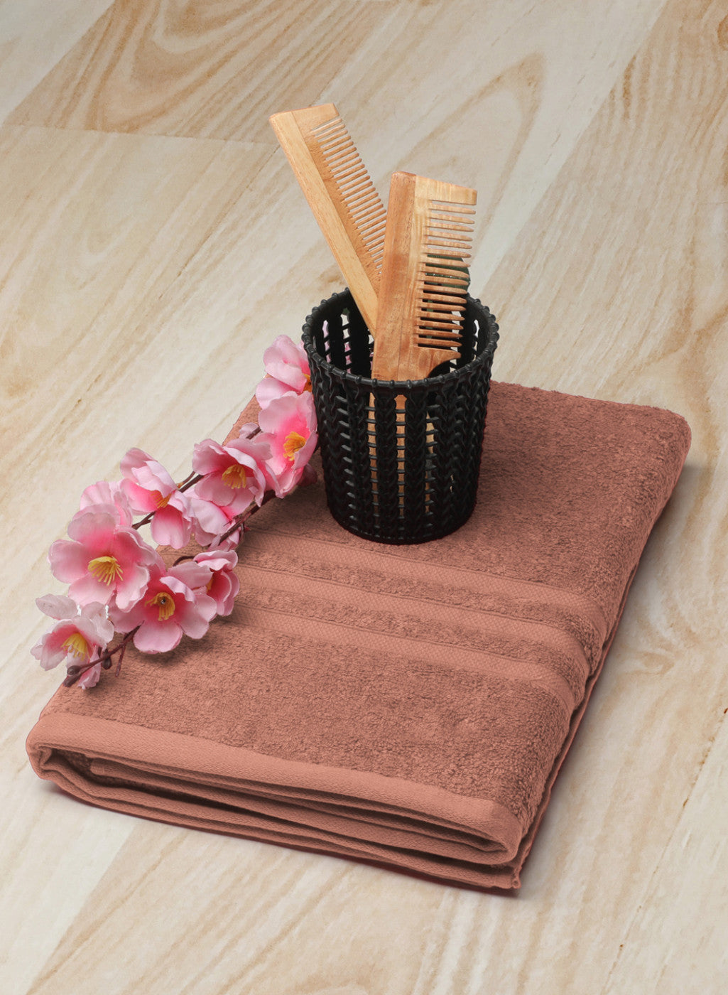 Brown Cotton 525 GSM Bath Towel