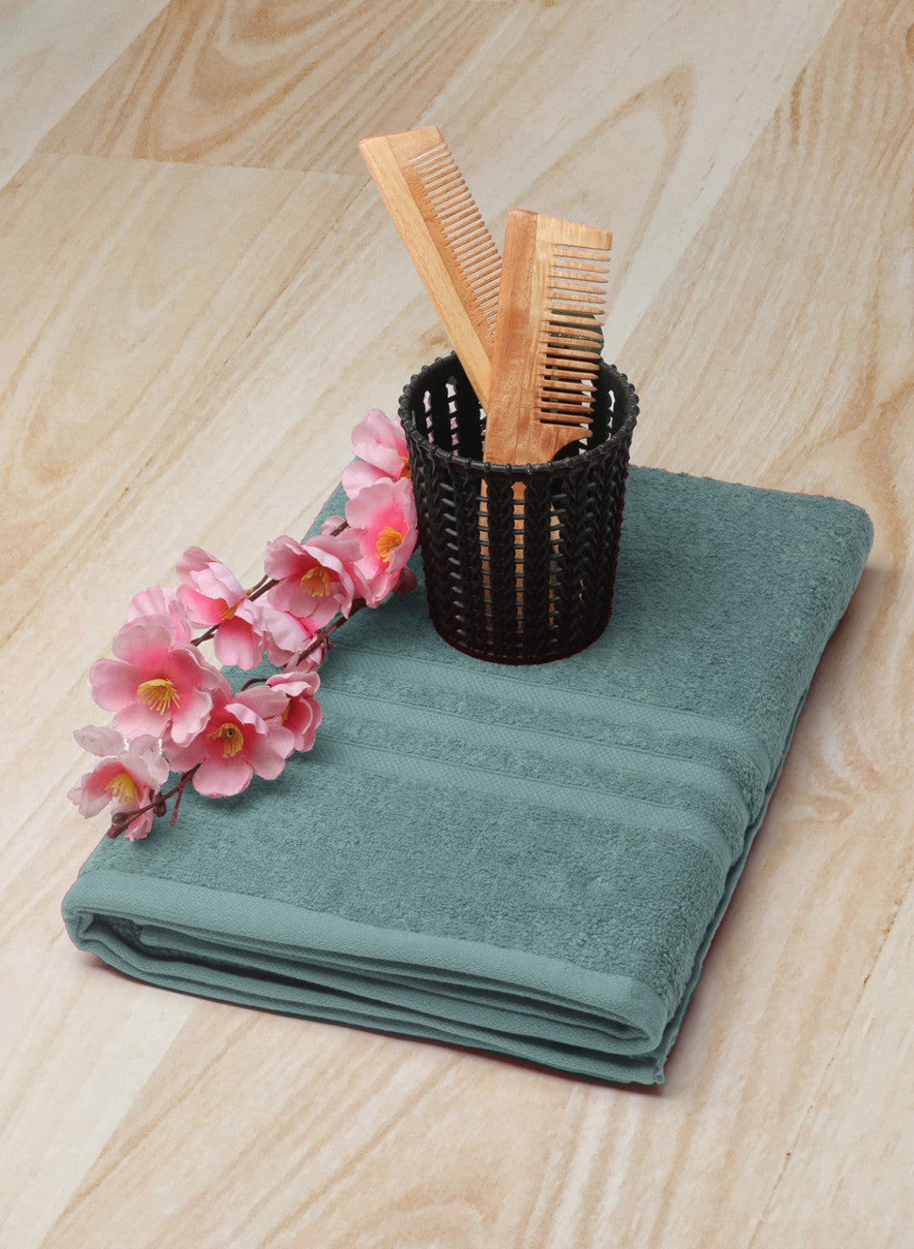 Blue Cotton 525 GSM Bath Towel