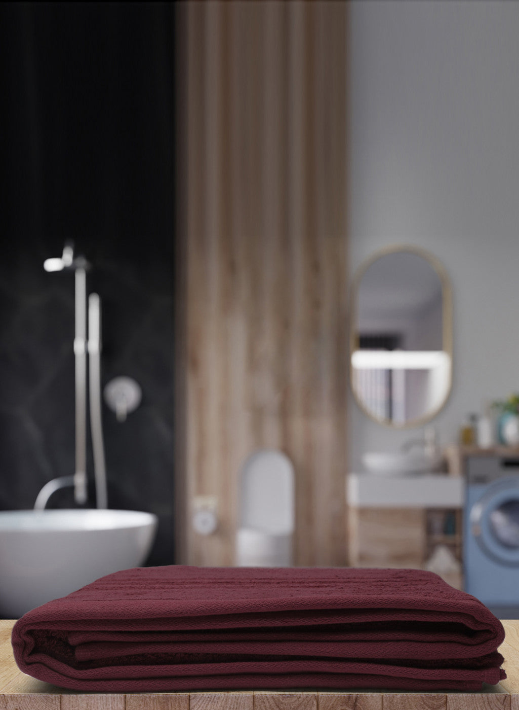 Maroon Cotton 525 GSM Bath Towel