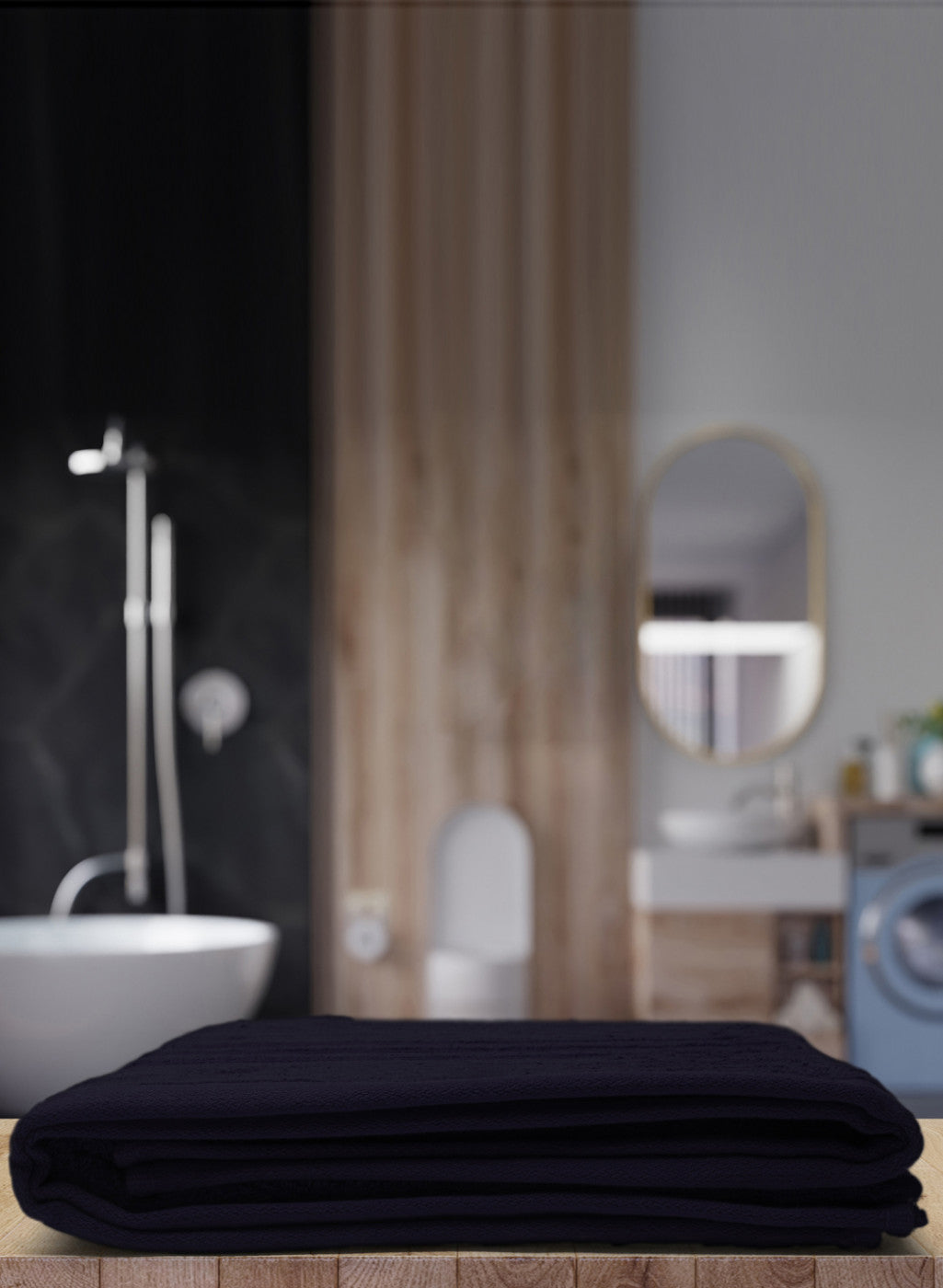 Navy Blue Cotton 525 GSM Bath Towel