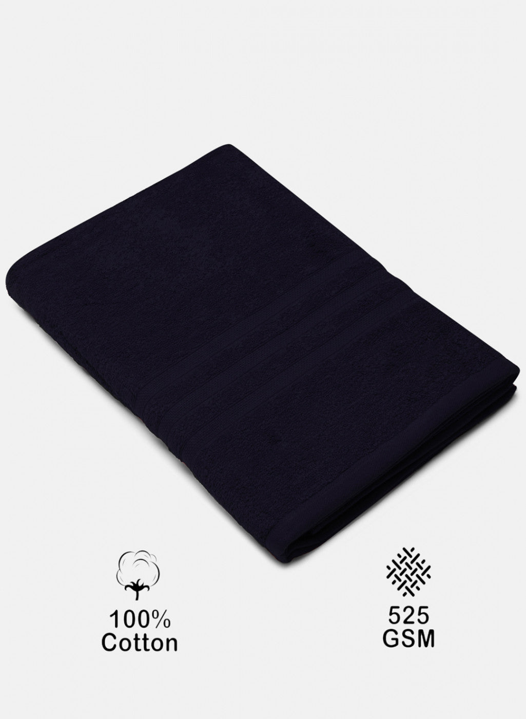 Navy Blue Cotton 525 GSM Bath Towel