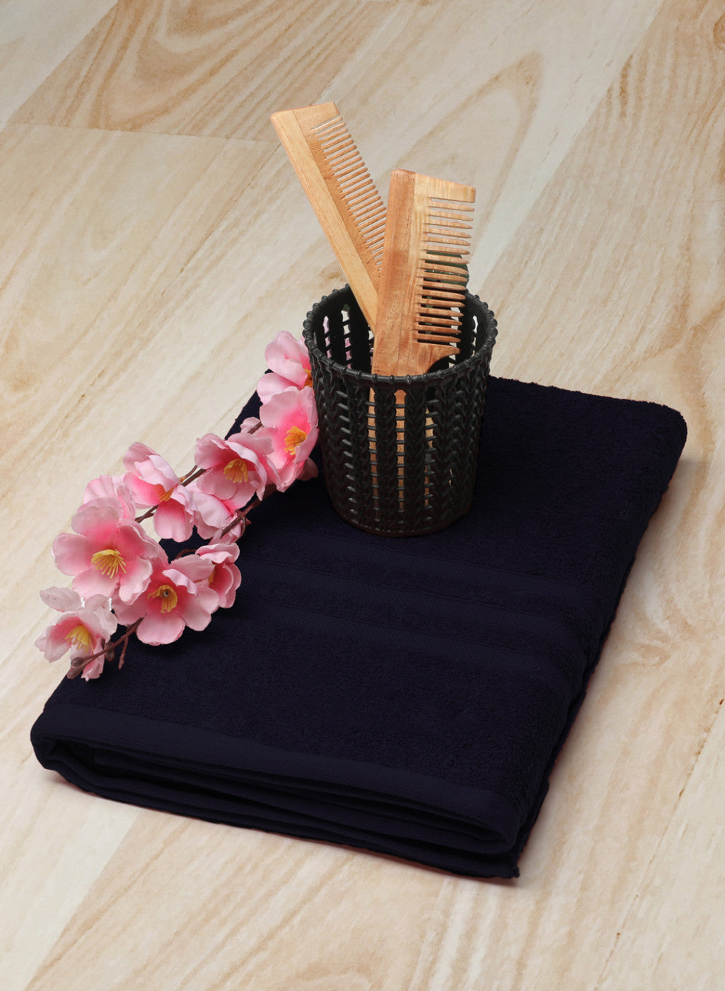 Navy Blue Cotton 525 GSM Bath Towel