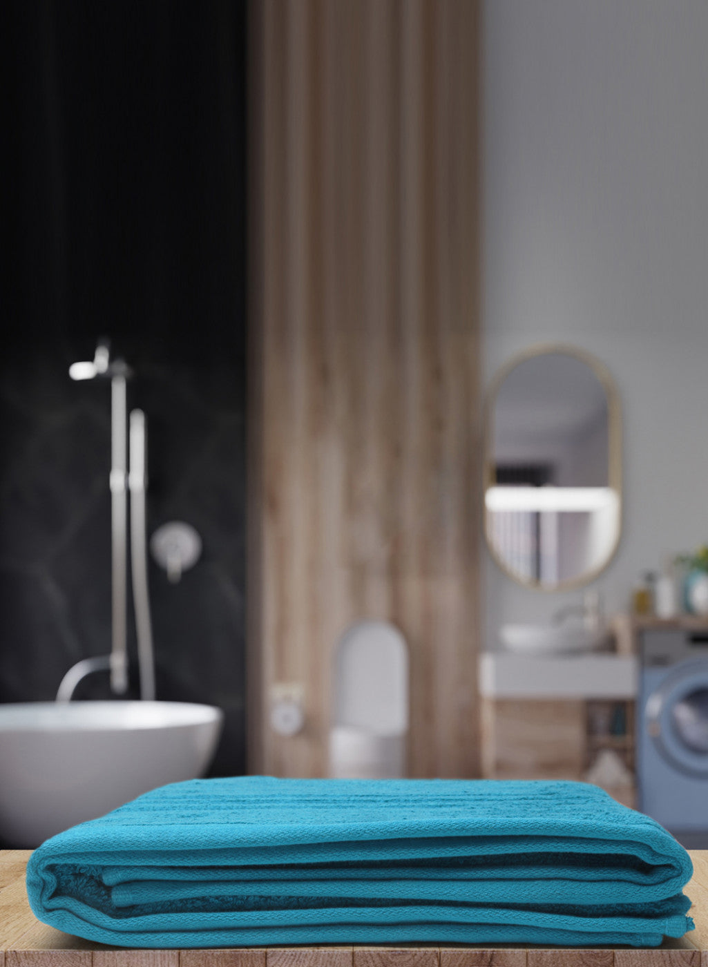 Blue Cotton 525 GSM Bath Towel