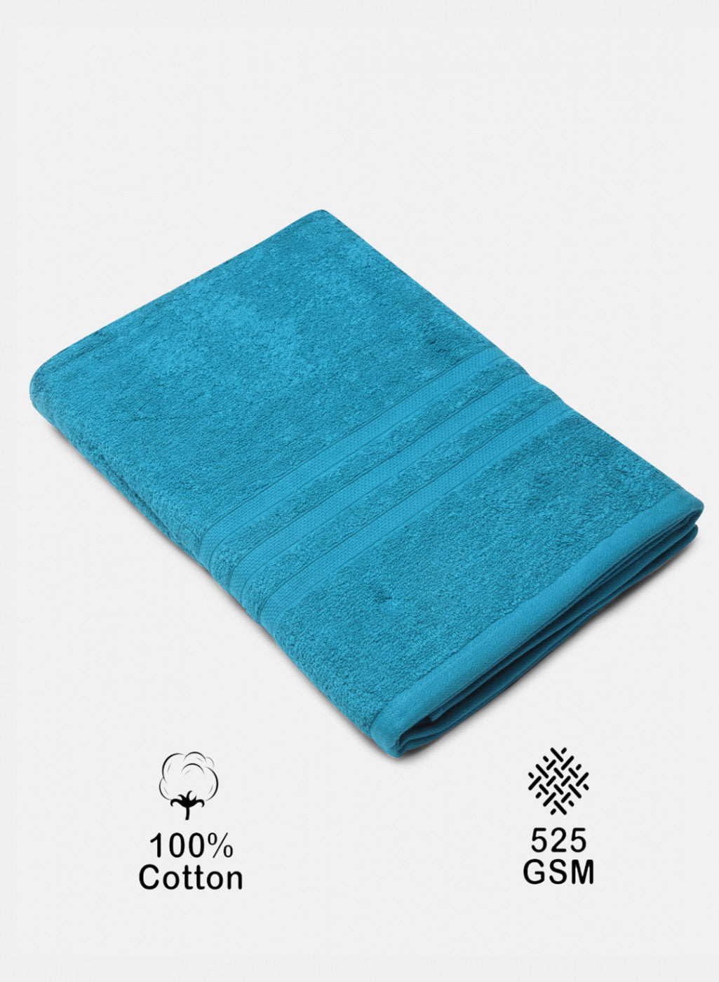 Blue Cotton 525 GSM Bath Towel