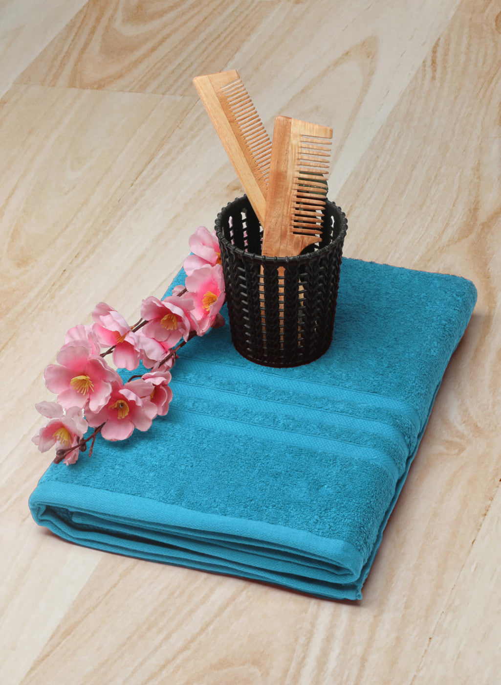 Blue Cotton 525 GSM Bath Towel