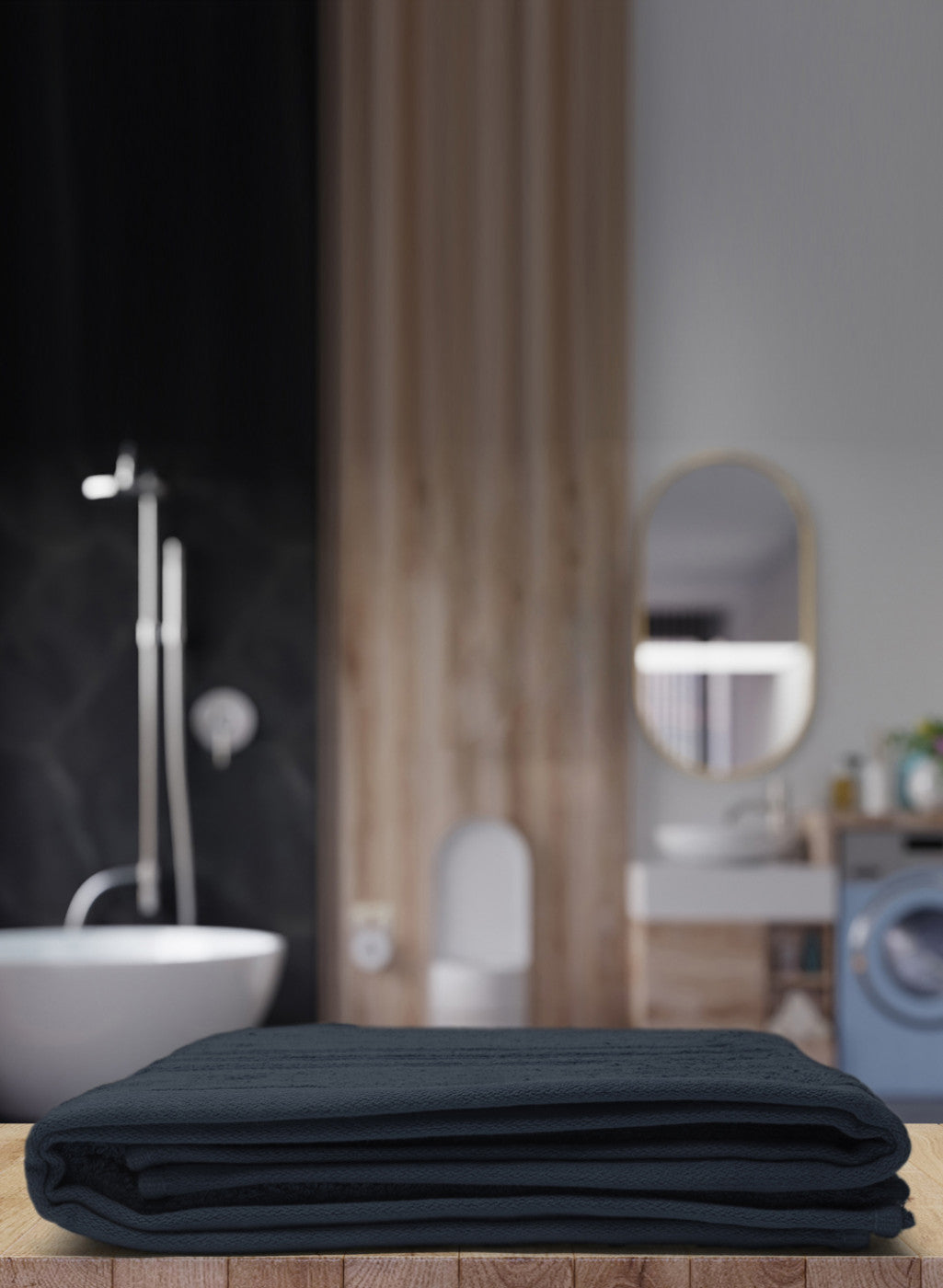 Navy Blue Cotton 525 GSM Bath Towel